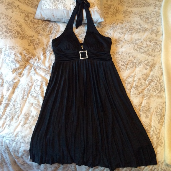 🖤 Black Pearl and Rhinestone Formal Dress 🖤 - Picture 1 of 8